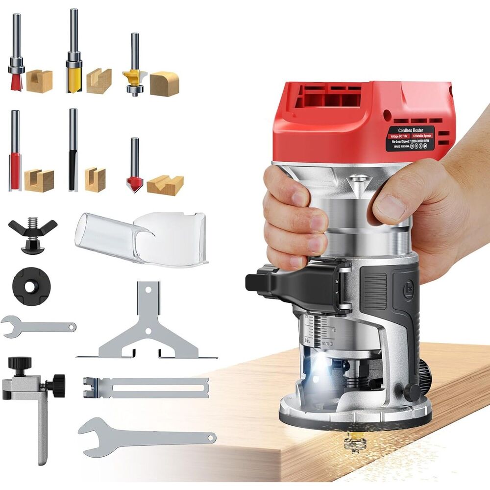 Cordless Route Compatible with Milwaukee Battery, 800W Brushless Wood Router